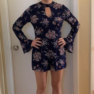 Romper shorts with long bell sleeves